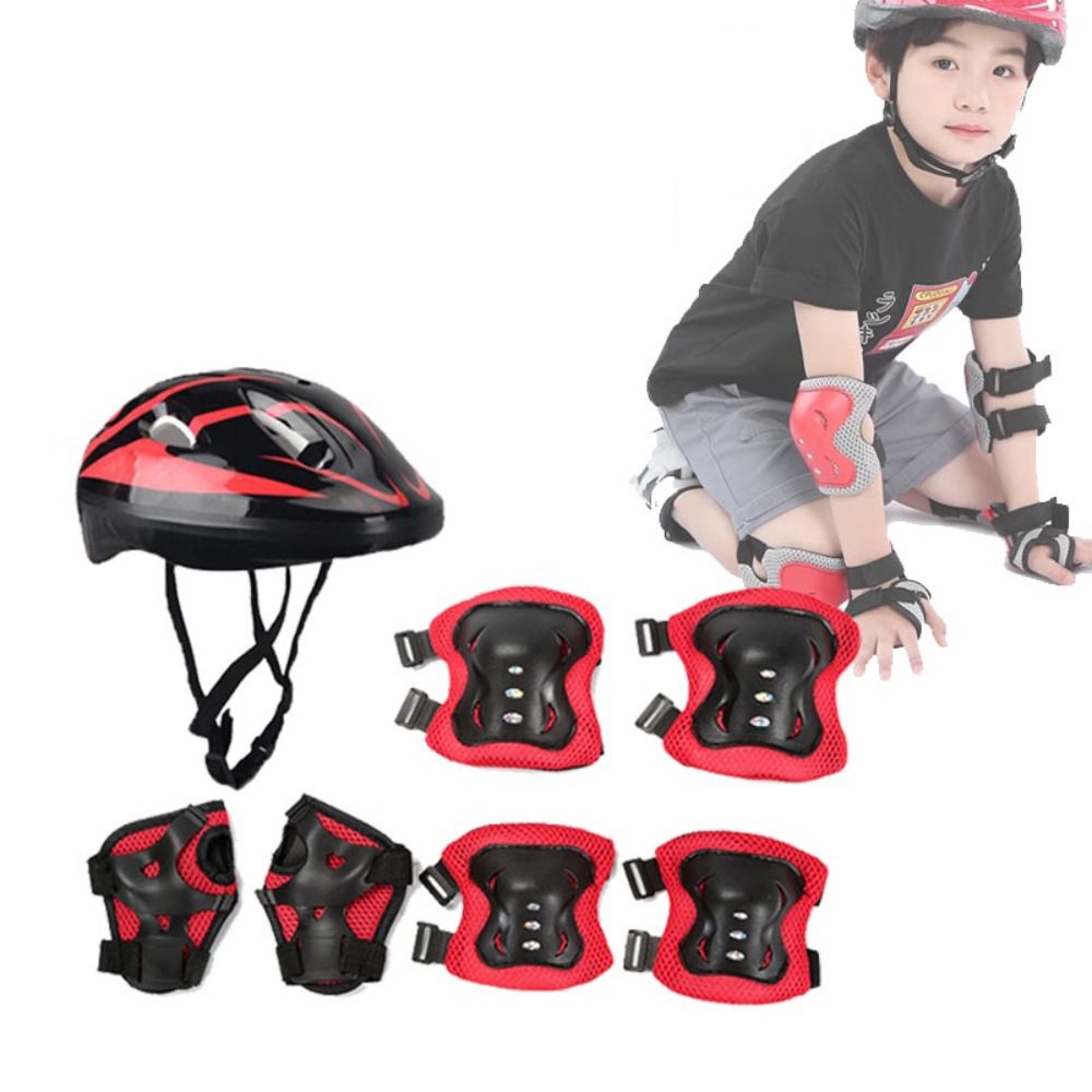 子供用の膝と肘のパッド、リストガード、スポーツ保護具、スクー - Scooter Helmet Set のレビューと価格