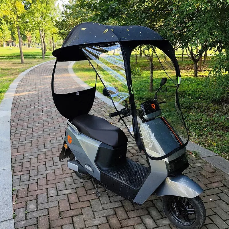 防風・防水機能付き電動自転車用サンシェード。電動スクーターや - Electric Scooter Rain Cover のレビューと価格