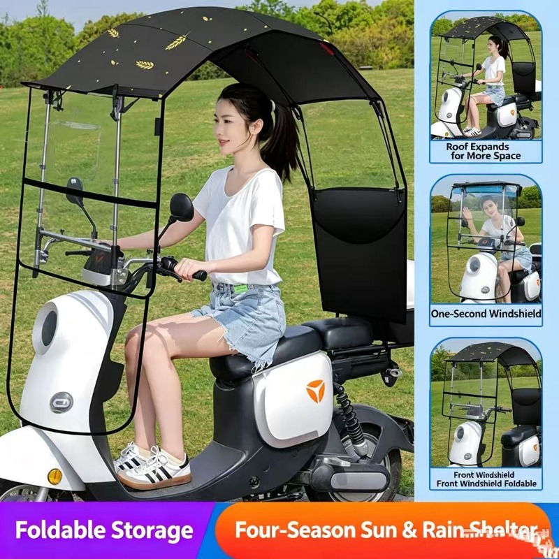 防風・防水機能付き電動自転車用サンシェード。電動スクーターや - Electric Scooter Rain Cover のレビューと価格