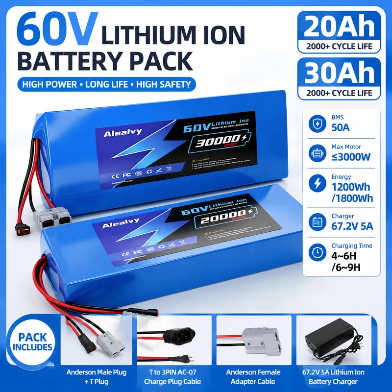   電動バイク、スクーター、自転車用 60V 20AH 30 - 60V 30Ah 21700 Battery Pack のレビューと価格