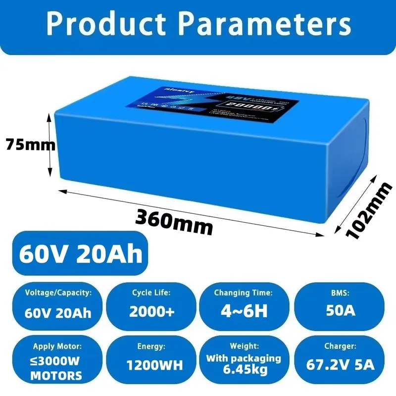   電動バイク、スクーター、自転車用 60V 20AH 30 - 60V 30Ah 21700 Battery Pack のレビューと価格